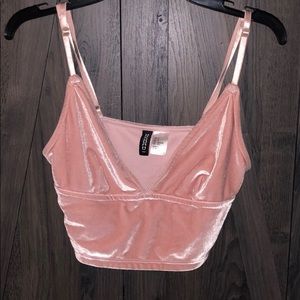 Pink velvet crop top